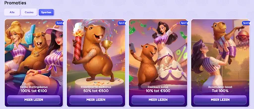 VIP-programma SpinBara: Niveau 1 promoties en 24/7 chat-toegang SpinBara VIP-programma slide met kameel mascotte en Niveau 1 voordelen